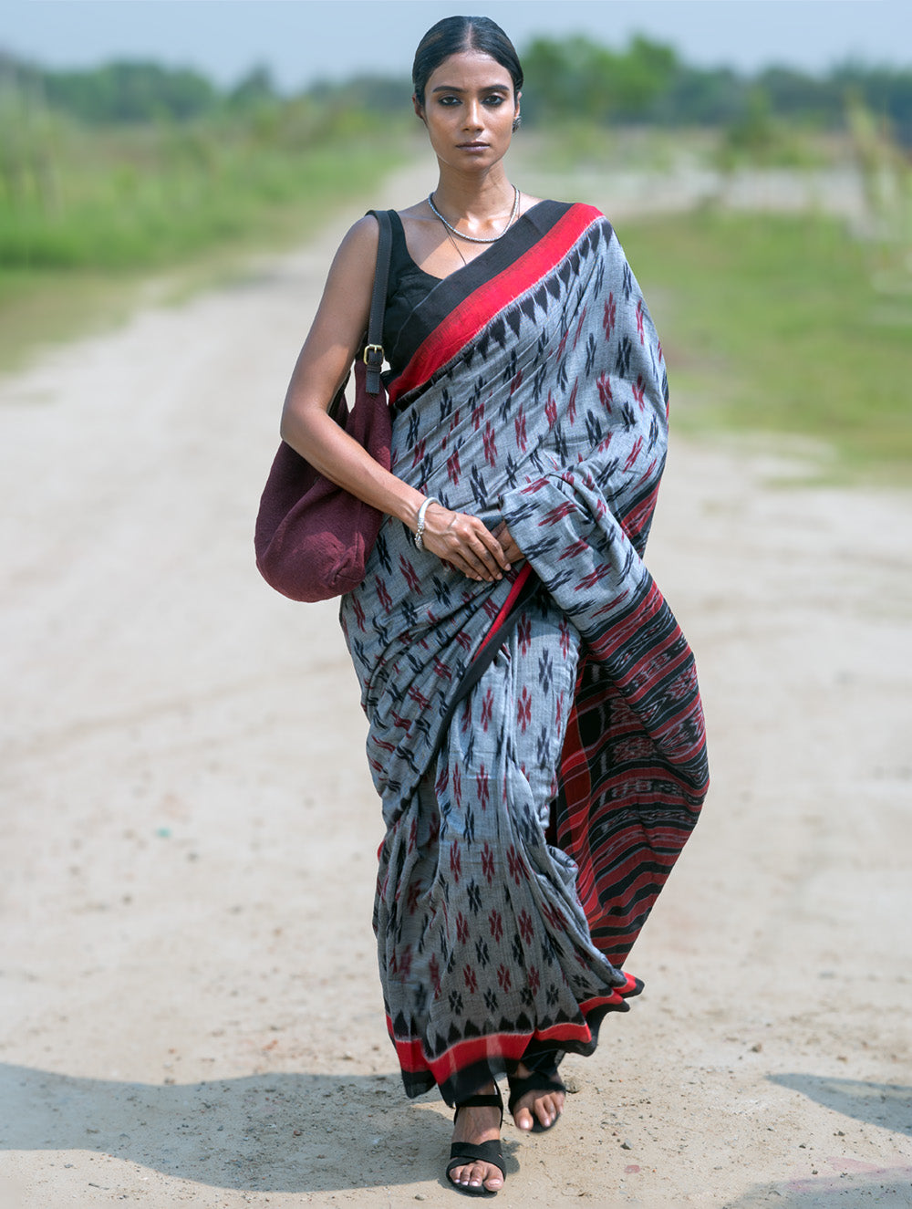 Sambalpuri Handwoven Ikat Soft Cotton Saree - Rudr Megh