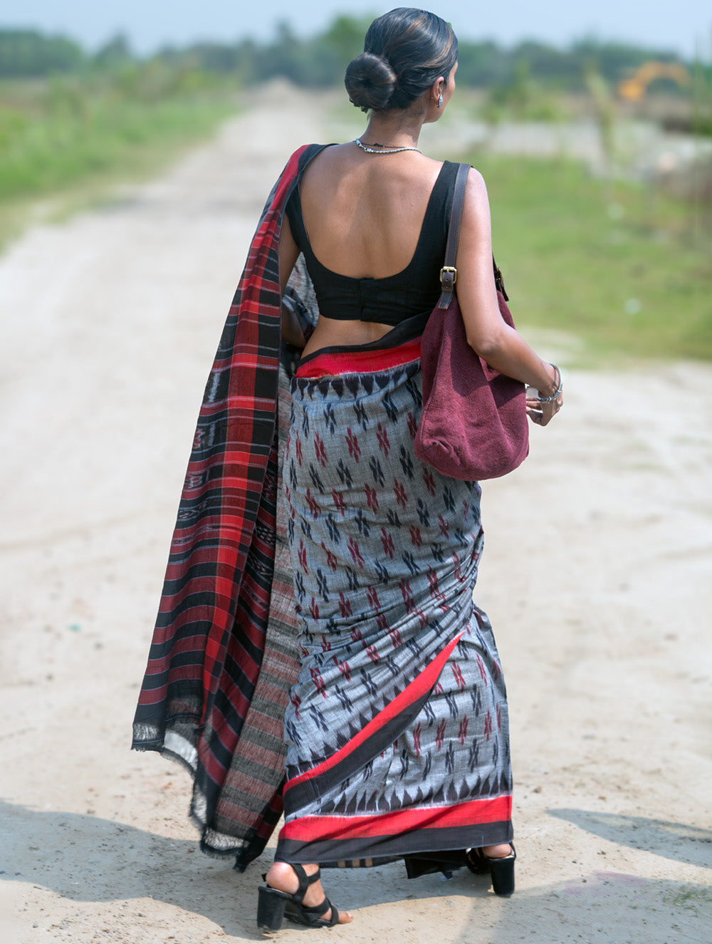 Sambalpuri Handwoven Ikat Soft Cotton Saree - Rudr Megh
