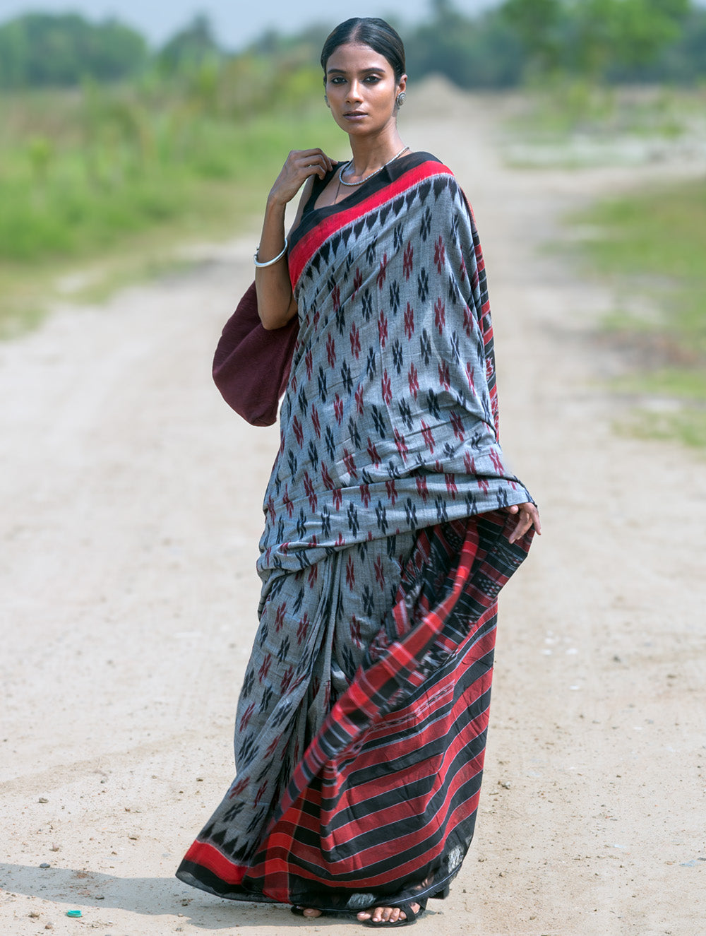 Sambalpuri Handwoven Ikat Soft Cotton Saree - Rudr Megh