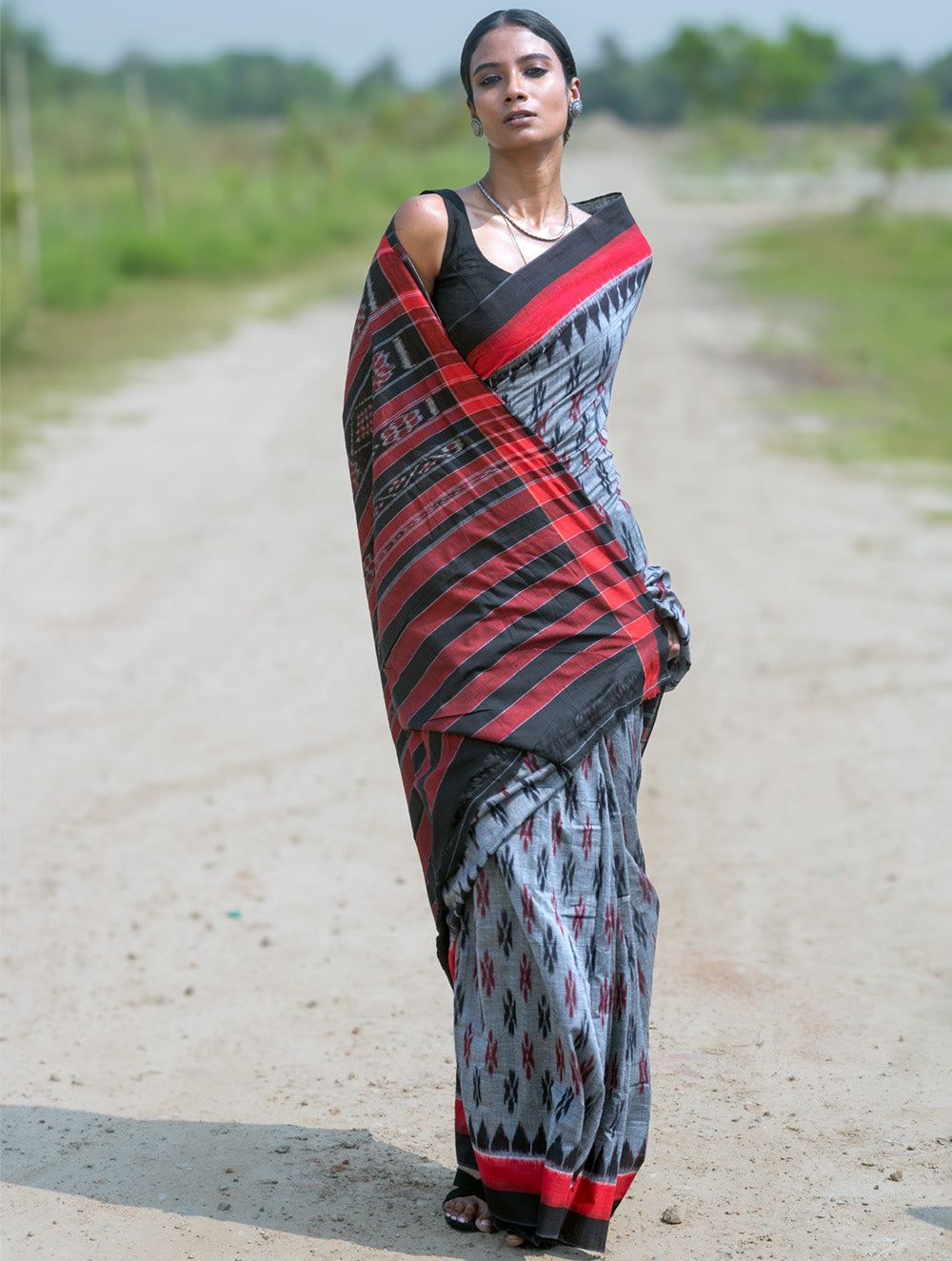 Sambalpuri Handwoven Ikat Soft Cotton Saree - Rudr Megh
