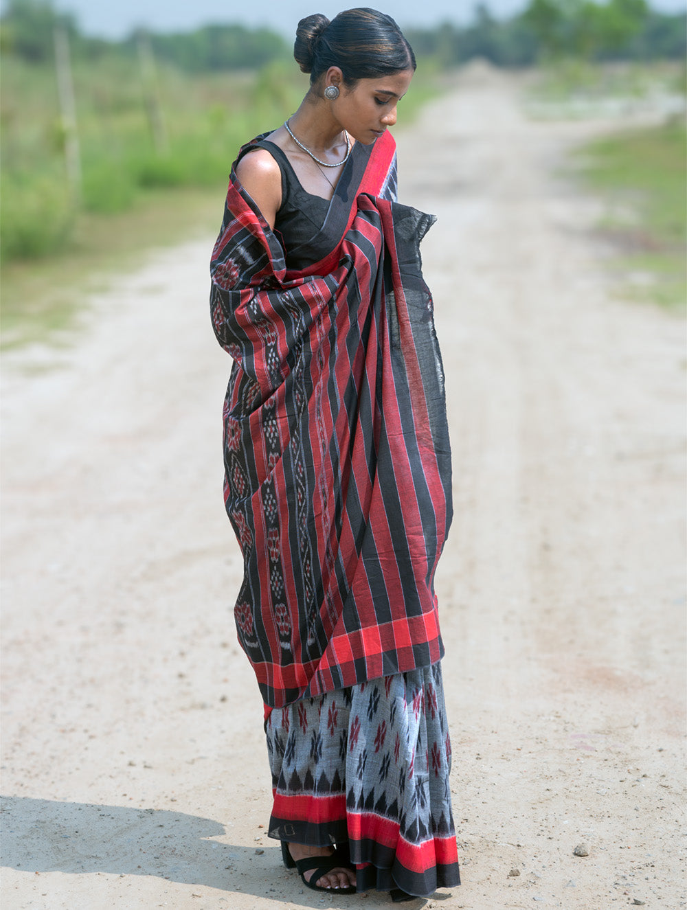 Sambalpuri Handwoven Ikat Soft Cotton Saree - Rudr Megh