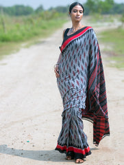 Sambalpuri Handwoven Ikat Soft Cotton Saree - Rudr Megh