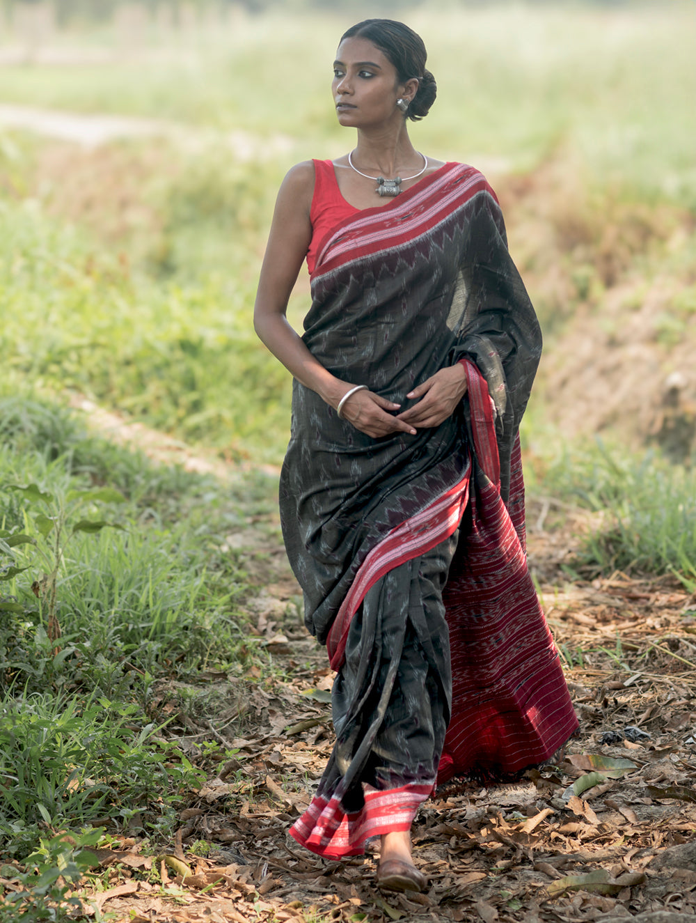 Sambalpuri Handwoven Ikat Soft Cotton Saree - Kansa Raag