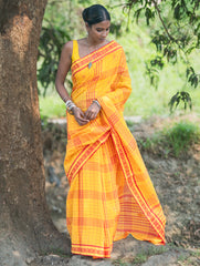 Bengal Weaves. Handwoven Cotton Saree - Basant Tara