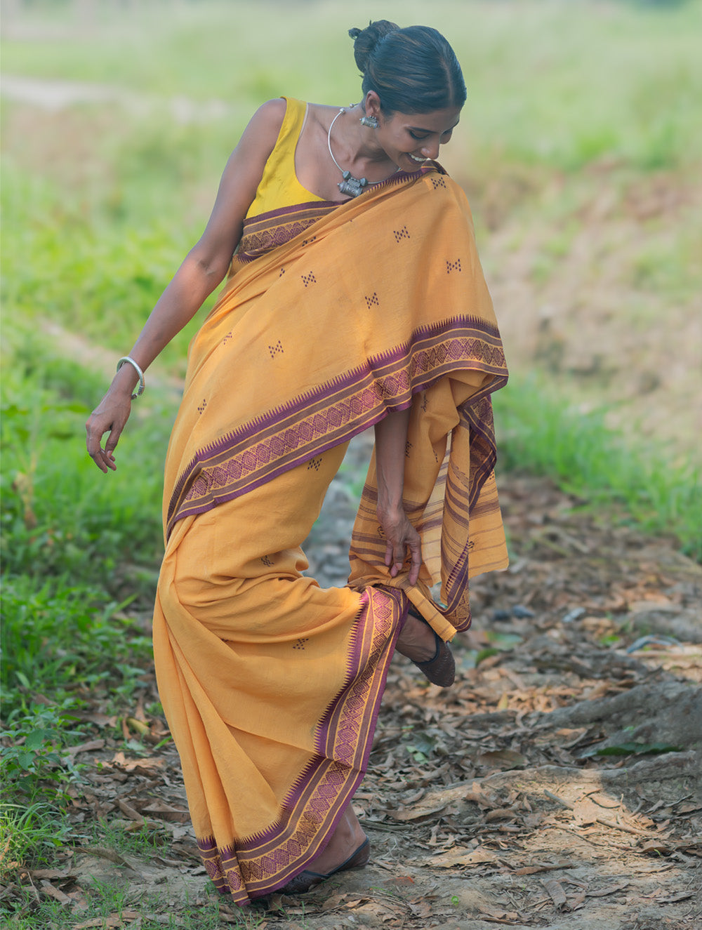 Bengal Weaves. Handwoven Cotton Saree - Haldi Gatha