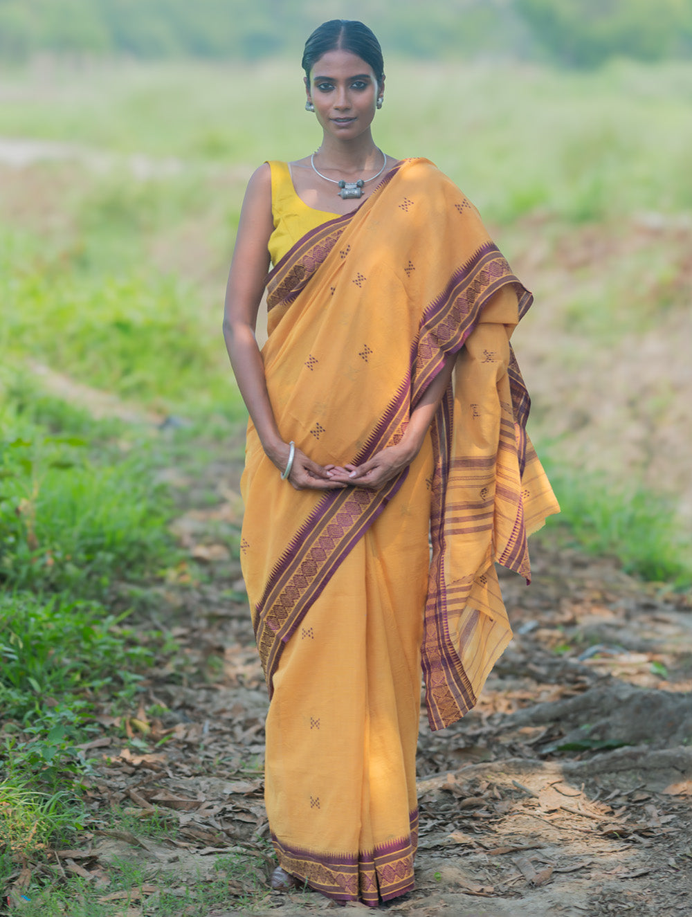 Bengal Weaves. Handwoven Cotton Saree - Haldi Gatha