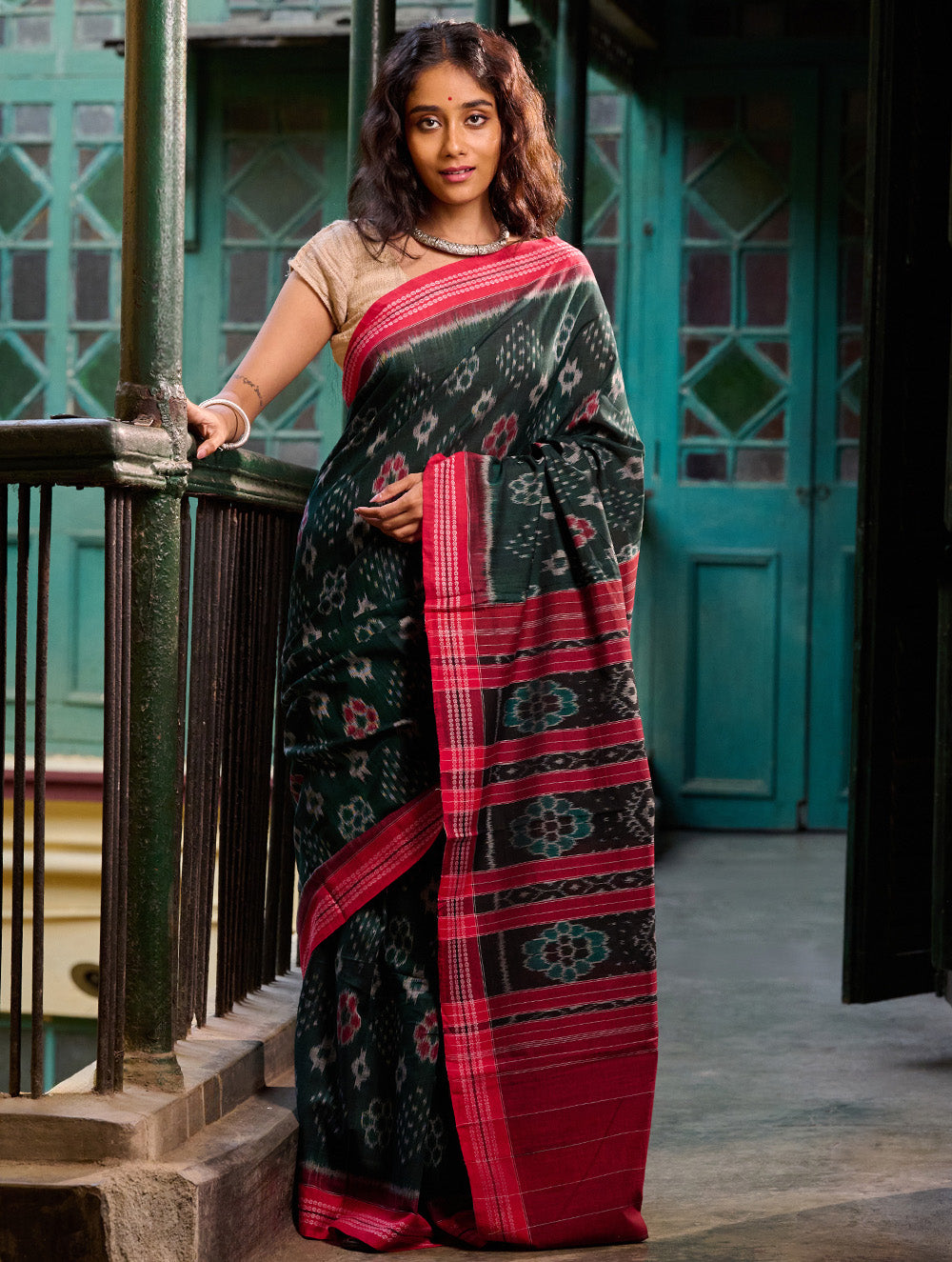 Sambalpuri Handwoven Ikat Soft Cotton Saree - Van Dhrshti