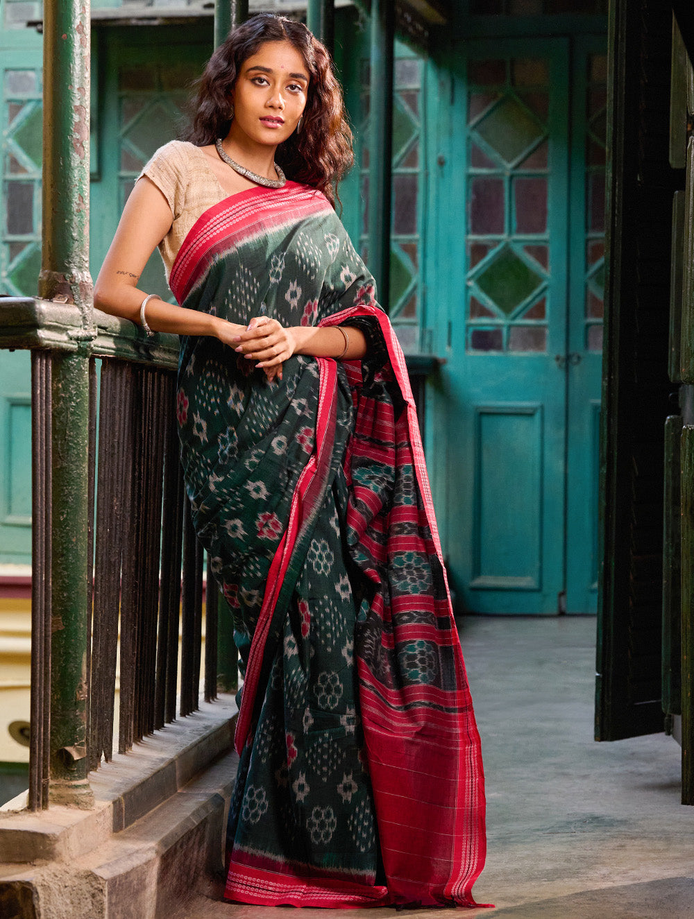 Sambalpuri Handwoven Ikat Soft Cotton Saree - Van Dhrshti