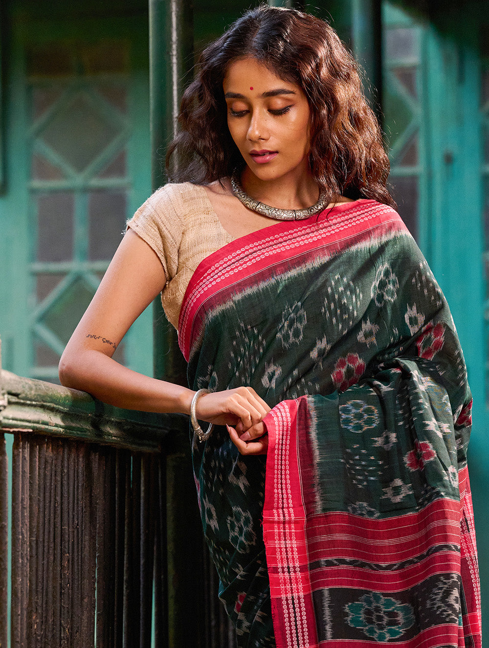 Sambalpuri Handwoven Ikat Soft Cotton Saree - Van Dhrshti