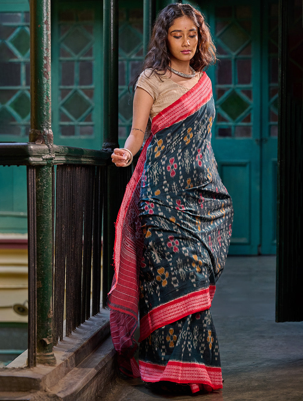 Sambalpuri Handwoven Ikat Soft Cotton Saree - Sonar Van
