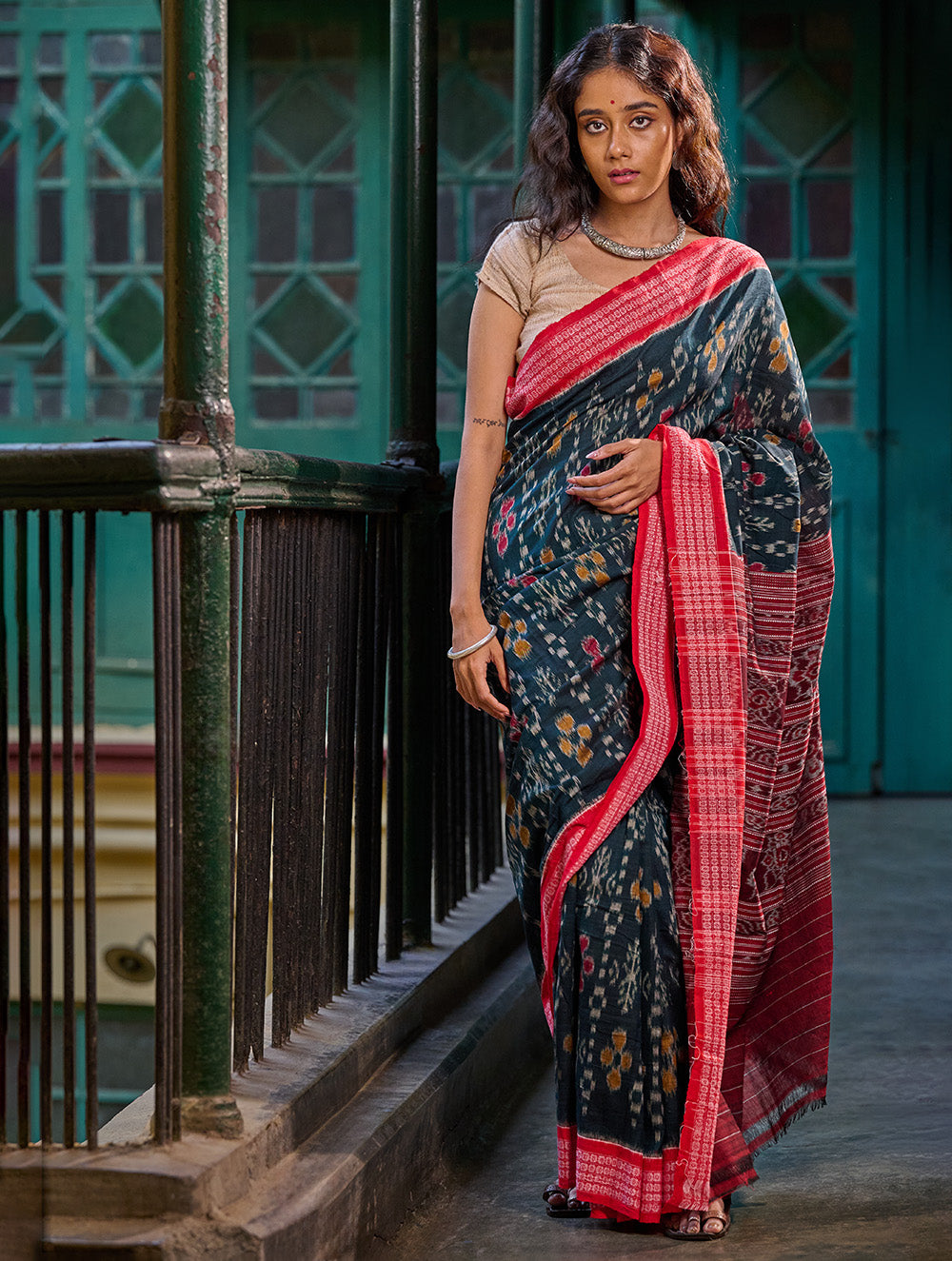 Sambalpuri Handwoven Ikat Soft Cotton Saree - Sonar Van