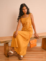 Cool Classics. Handwoven Kashida Pattu Strap Dress - Sunshine Straps