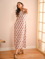 Cool Classics. Sanganer Hand Block Printed Easy Dress - White Roses
