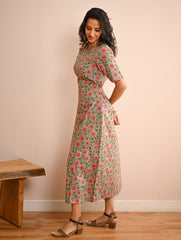 Cool Classics. Sanganer Hand Block Printed Easy Dress - Pink Daisy