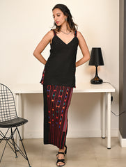 Work Chic. Handwoven Kashida Pattu Wrap Set - Colours in Black
