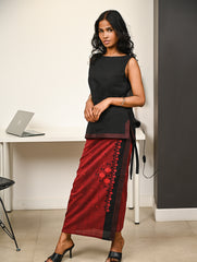 Work Chic. Handwoven Kashida Pattu Wrap Set - Black Statement