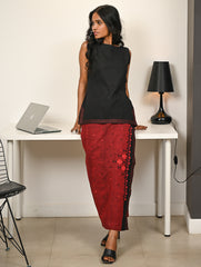 Work Chic. Handwoven Kashida Pattu Wrap Set - Black Statement