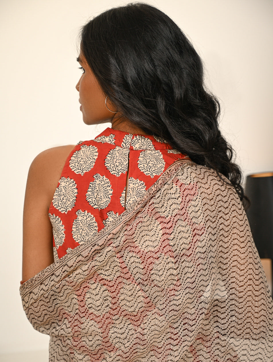Work Chic. Hand Block Printed Bagru Kurta Set - Ornate Reds (3 pc set)