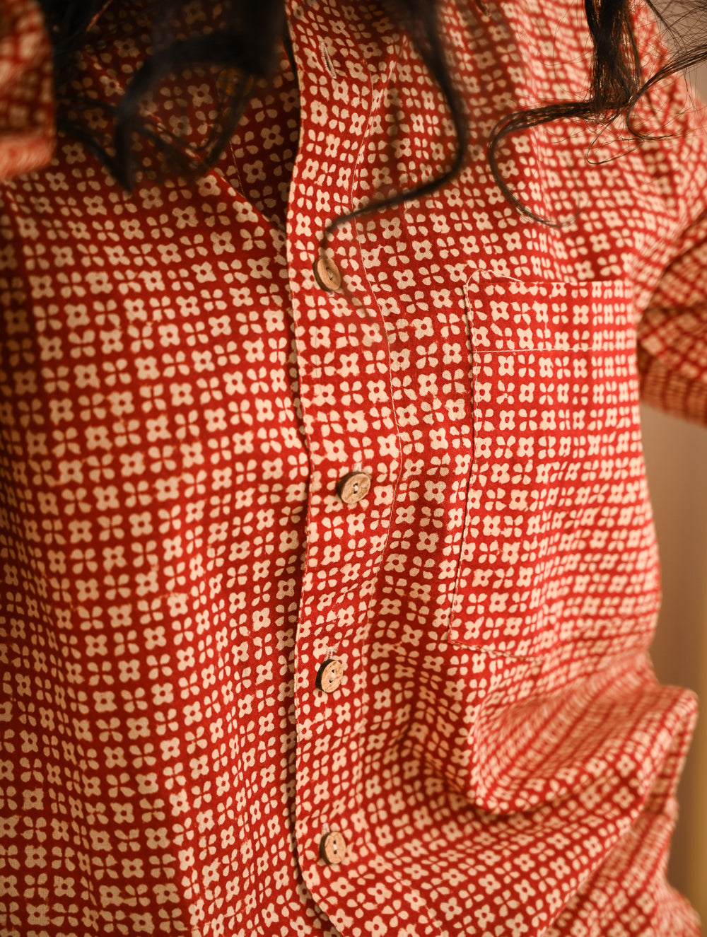 Work Chic. Bagru Block Printed Shirt & Kala Cotton Pants Set  - Red Statement (Set of 2)