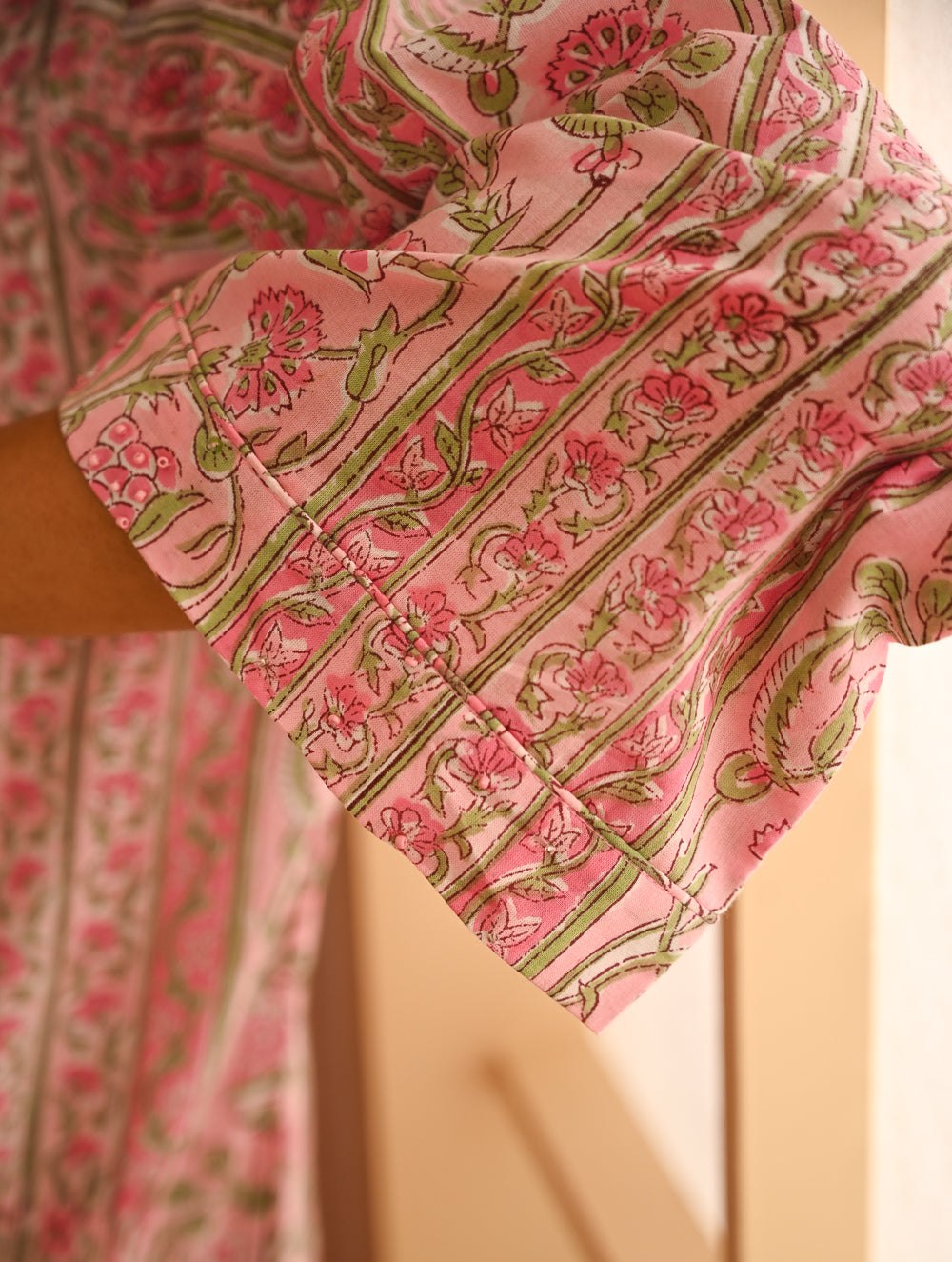 Work Chic. Sanganer Block Printed Loose Fit Cotton Kurta Set - Floral Panels (Set of 2)