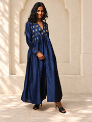 Regal Elegance. Chanderi Long Dress / Kurta Set - Deep Hues, (2 pc set)