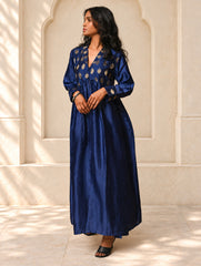Regal Elegance. Chanderi Long Dress / Kurta Set - Deep Hues, (2 pc set)