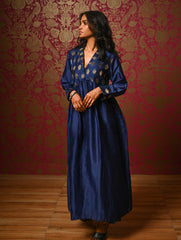 Regal Elegance. Chanderi Long Dress / Kurta Set - Deep Hues, (2 pc set)
