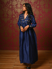 Regal Elegance. Chanderi Long Dress / Kurta Set - Deep Hues, (2 pc set)