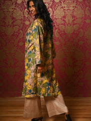 Exclusive, Authentic Kalamkari Cotton Loose Fit Kurta Set - Soft Grey Flora, (2 pc set)