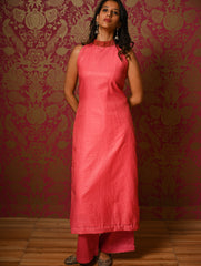 Light Festive. Soft Chanderi & Benarasi Brocade Long Kurta Set - Gulbahar, (2 pc set)