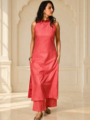 Light Festive. Soft Chanderi & Benarasi Brocade Long Kurta Set - Gulbahar, (2 pc set)