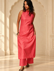 Light Festive. Soft Chanderi & Benarasi Brocade Long Kurta Set - Gulbahar, (2 pc set)