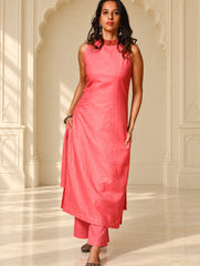 Light Festive. Soft Chanderi & Benarasi Brocade Long Kurta Set - Gulbahar, (2 pc set)