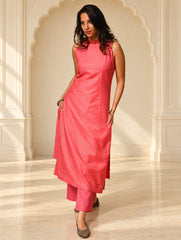 Light Festive. Soft Chanderi & Benarasi Brocade Long Kurta Set - Gulbahar, (2 pc set)