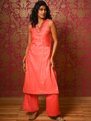 Light Festive. Soft Chanderi & Benarasi Brocade Long Kurta Set - Gulnaaz, (2 pc set)
