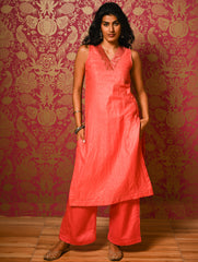 Light Festive. Soft Chanderi & Benarasi Brocade Long Kurta Set - Gulnaaz, (2 pc set)