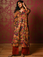 Exclusive, Authentic Kalamkari Cotton Loose Fit Kurta Set - Red Flora (2 pc set)