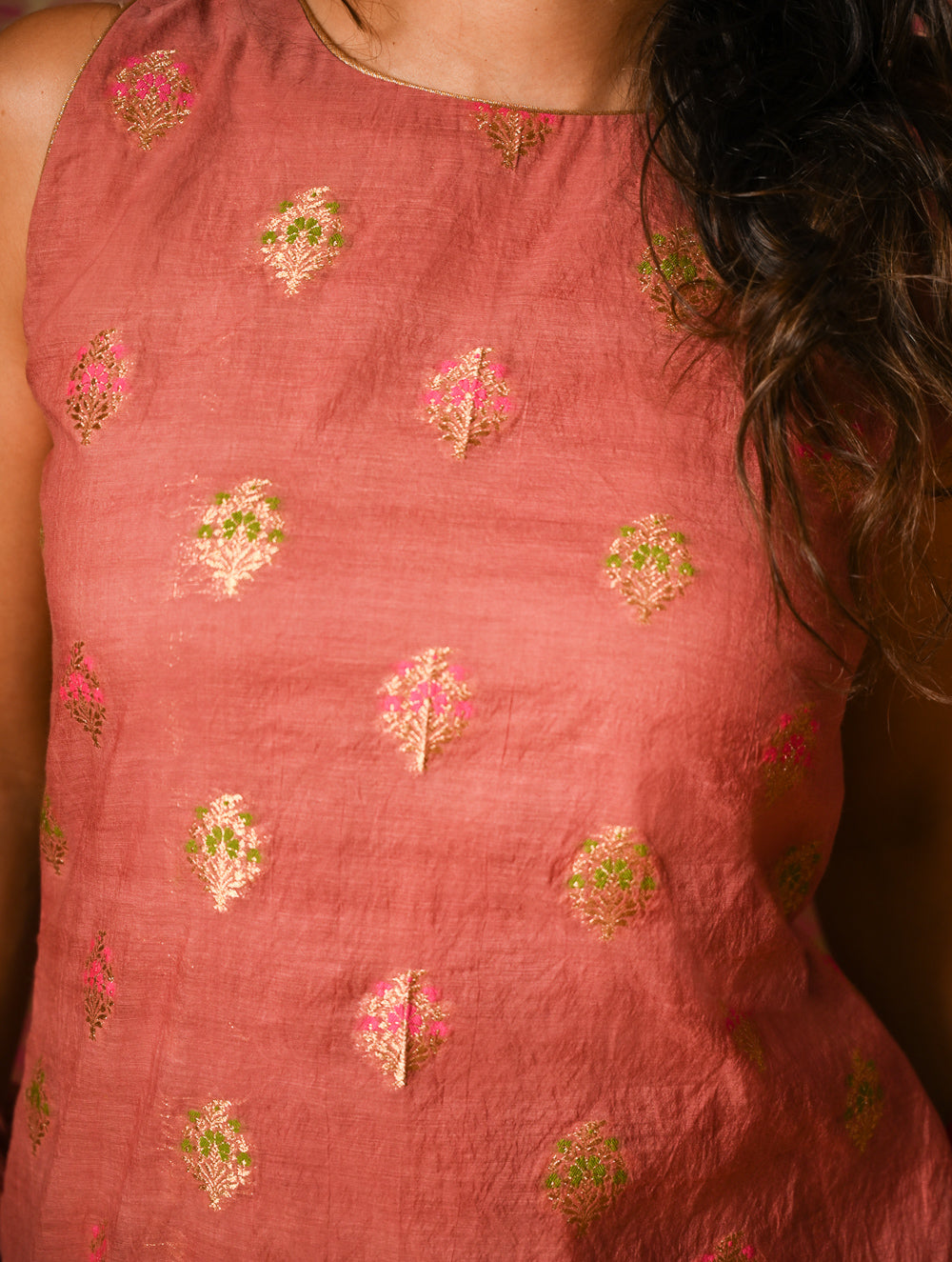 Light Festive. Soft Benarasi Kurta Set - Rose Petals ( 3 pc set)