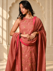 Light Festive. Soft Benarasi Kurta Set - Rose Petals ( 3 pc set)