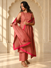 Light Festive. Soft Benarasi Kurta Set - Rose Petals ( 3 pc set)