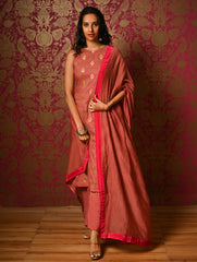 Light Festive. Soft Benarasi Kurta Set - Rose Petals ( 3 pc set)