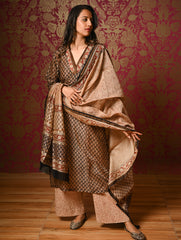 Light Festive. Bagru Hand Block Printed Chanderi Kurta Set - Gulshan ( 3 pc set)