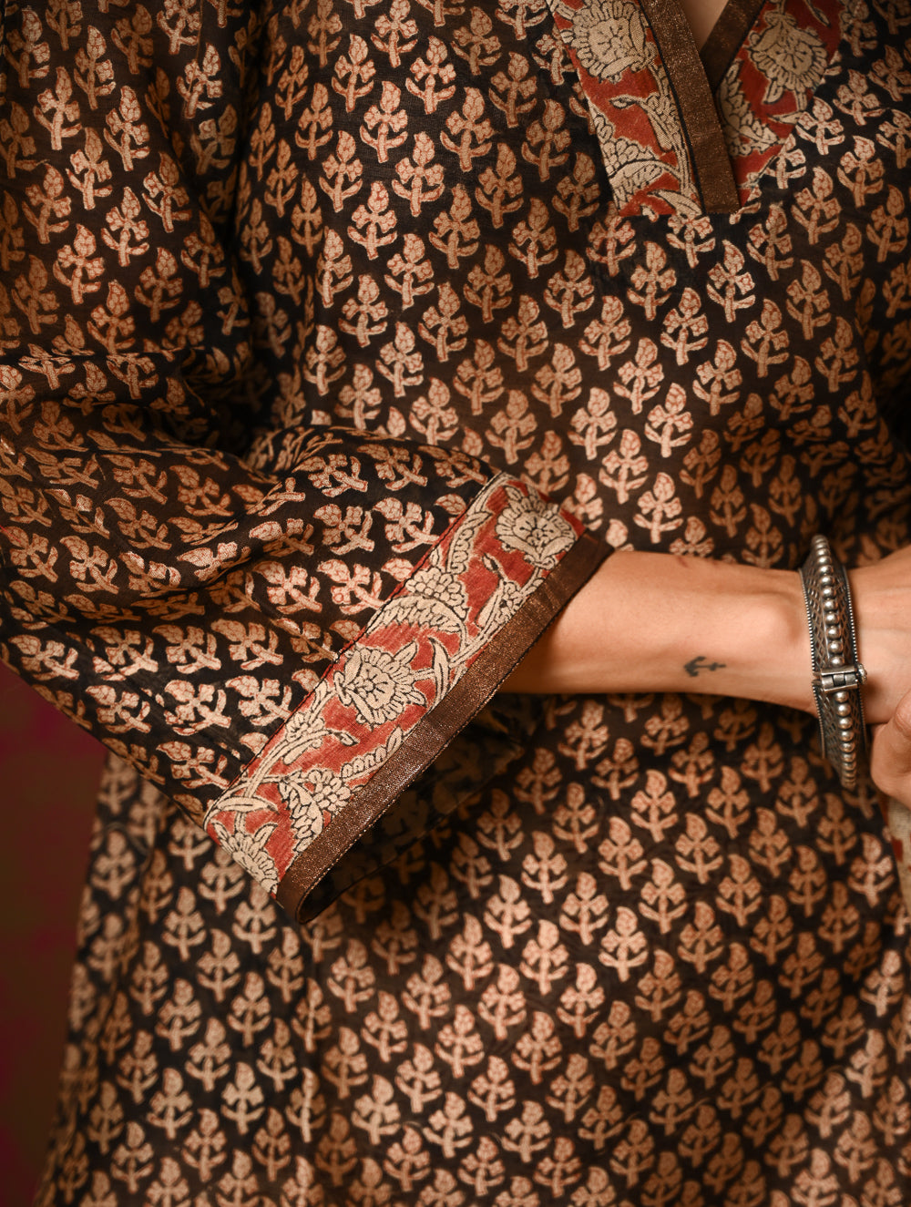 Light Festive. Bagru Hand Block Printed Chanderi Kurta Set - Gulshan ( 3 pc set)
