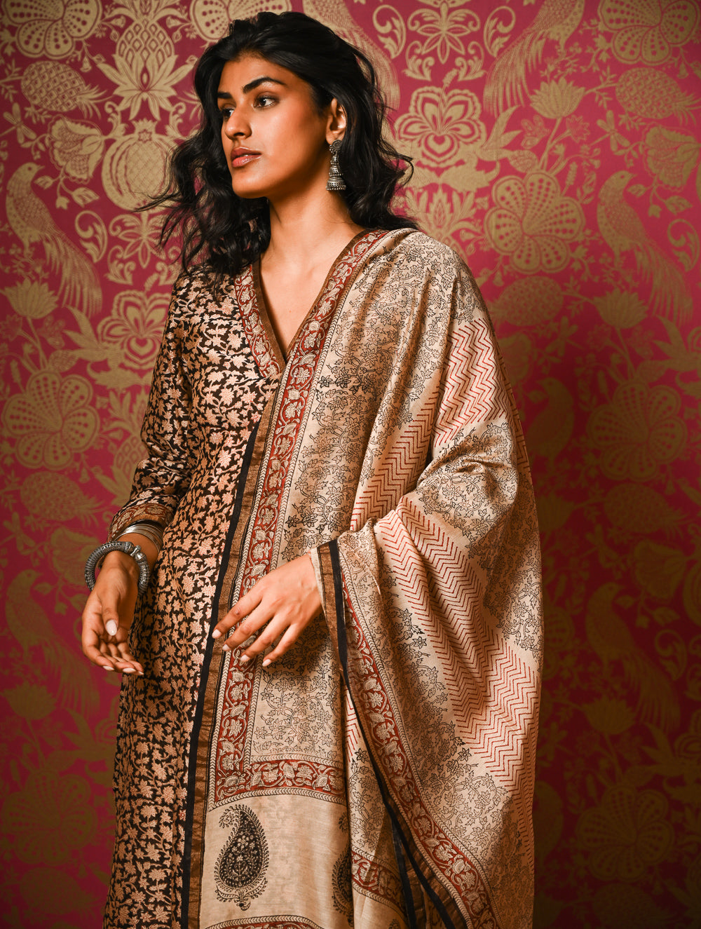 Light Festive. Bagru Hand Block Printed Chanderi Kurta Set - Gulshan ( 3 pc set)