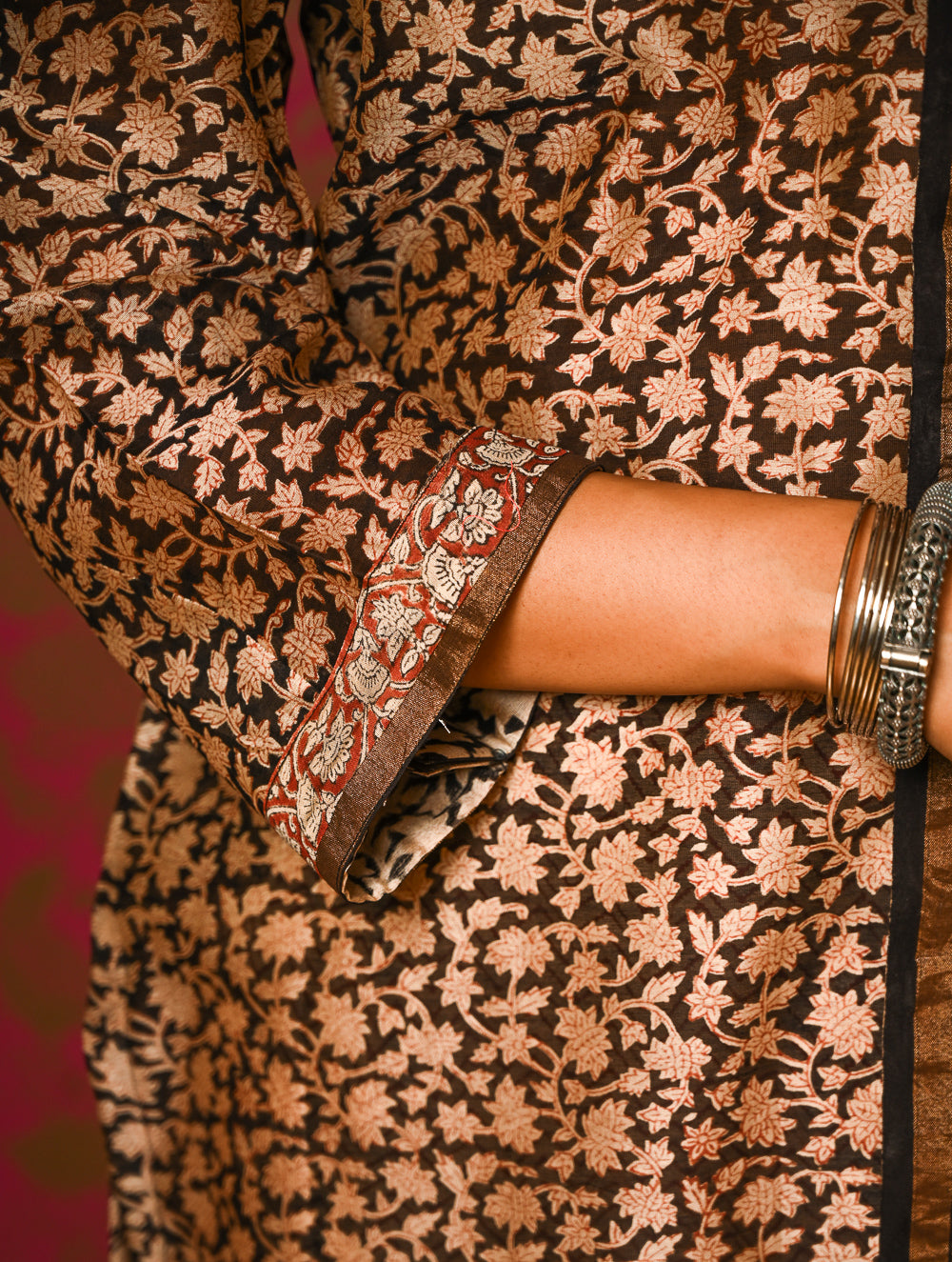 Light Festive. Bagru Hand Block Printed Chanderi Kurta Set - Gulshan ( 3 pc set)