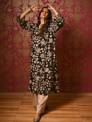 Exclusive, Authentic Kalamkari Silk Viscose Blend Loose Fit Kurta Set - Peacocks (2 pc set)