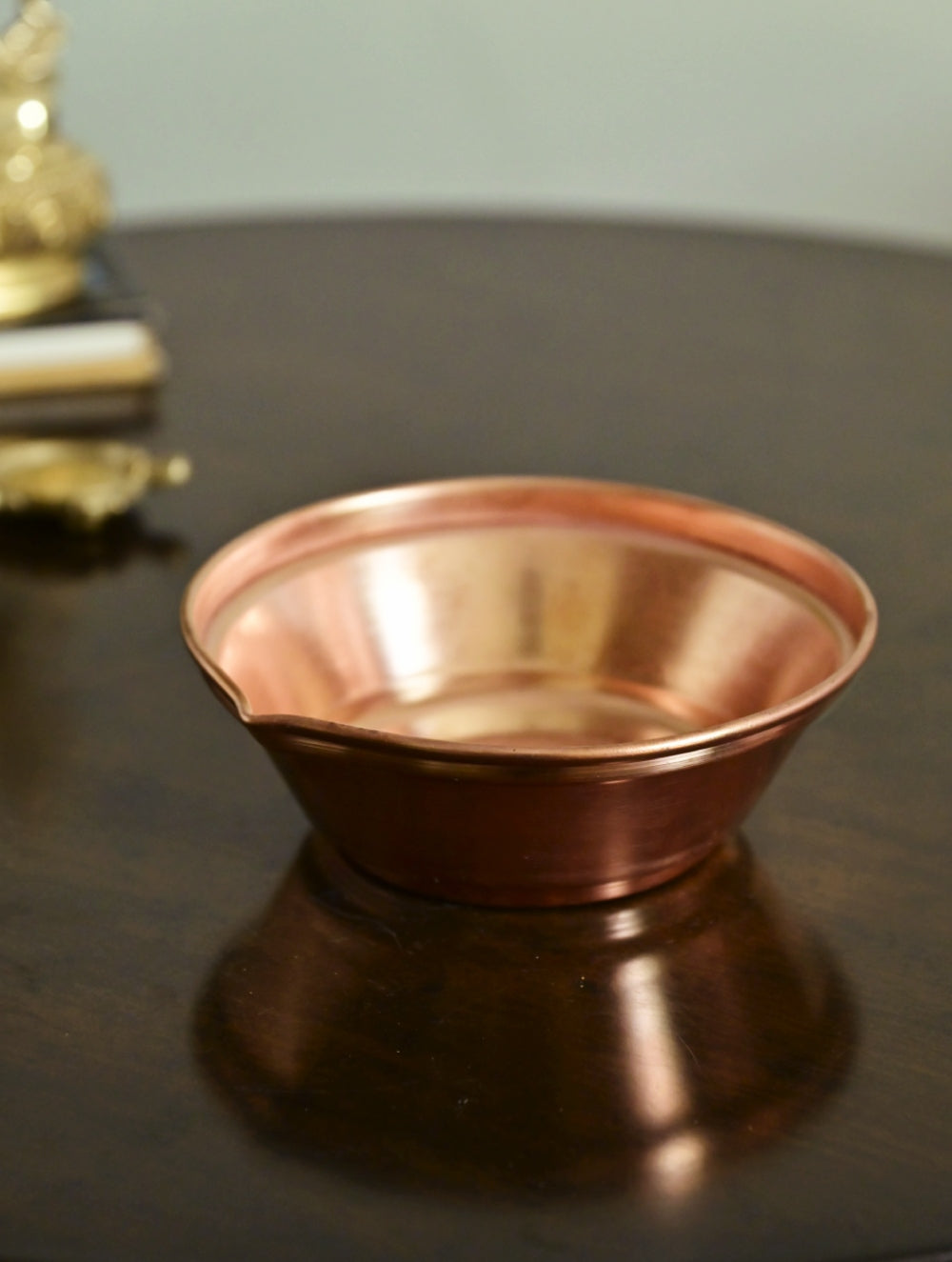 Tambat Handbeaten Large Copper Diya Pair (5.5 inches) - Akhanda Deep (Set of 2)