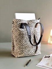 The Traveller’s Collection: Handblock Print Conference Bag - Ebony Floral Tote