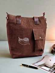 Kantha Caravan Collection: The Kantha & Canvas Conference Bag - Cocoa Fish Tote