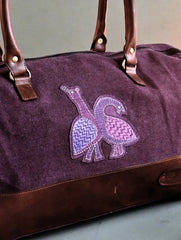 Kantha Caravan Collection: The Kantha & Canvas Duffle Bag - Plum Peafowl (Large)
